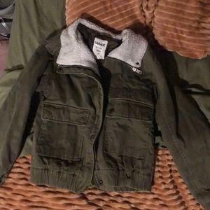 Garage green bomber jacket with Sherpa